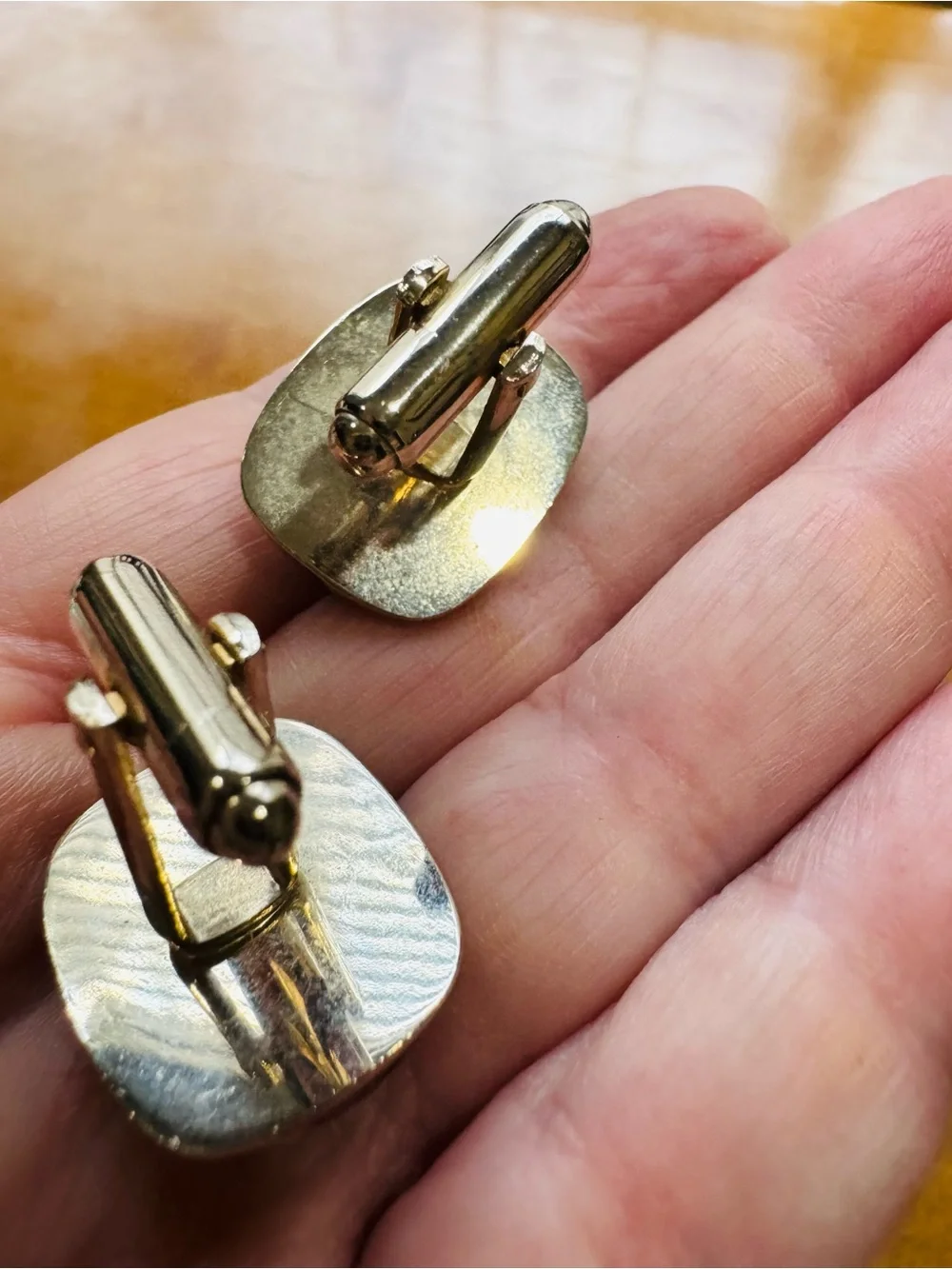 Vintage Dante brand Silver-tone Black Stone Cuff Links